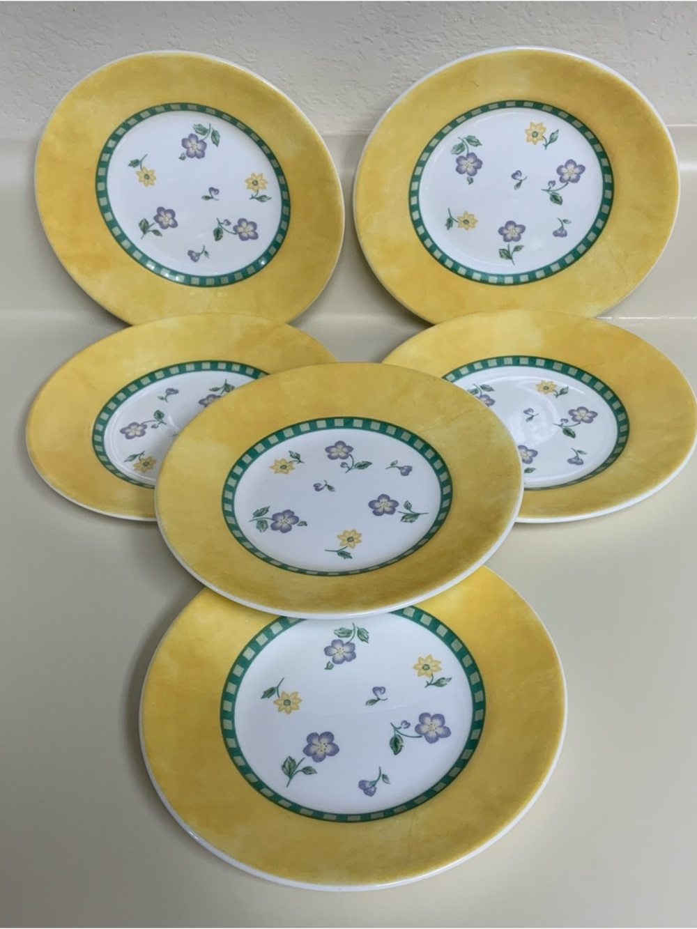 Vintage Corningware Classical Garden 6" bread appetizer plates 6 Pc Set Corelle
